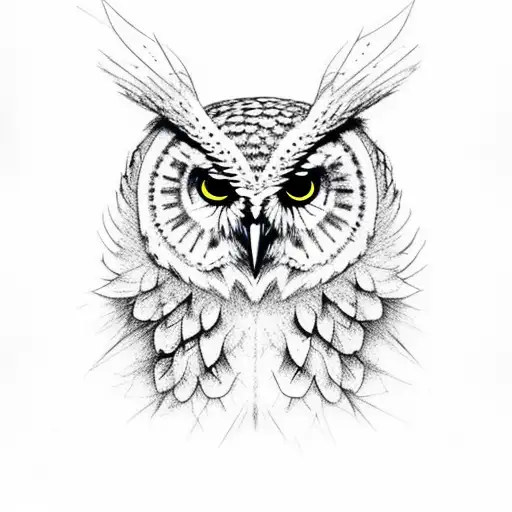 owl skull with cracks in the bone tattoo design idea