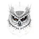 owl skull with cracks in the bone tattoo design idea