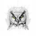 owl skull with cracks in the bone tattoo design idea
