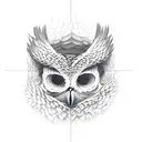 owl skull skeleton with cracks in the bone tattoo design idea