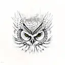 owl skull skeleton with cracks in the bone tattoo design idea
