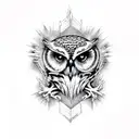 owl skull skeleton with cracks in the bone tattoo design idea