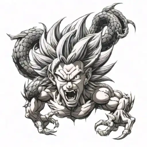 goku black rose dragon ball morphing tattoo design idea