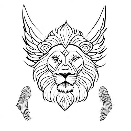 Lion with angel warrior tattoo design idea