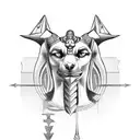 Anubis con signo zodiacal libra tattoo design idea