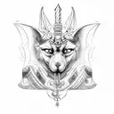 Anubis con signo zodiacal libra tattoo design idea