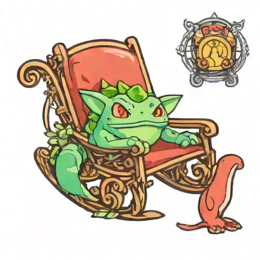bulbasaur in a sunchair tattoo design idea