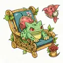 bulbasaur in a sunchair tattoo design idea