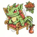 bulbasaur in a sunchair tattoo design idea