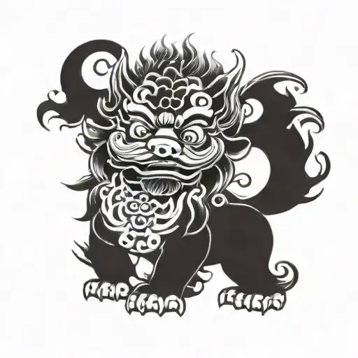 Chinese foo dog cute tattoo design idea