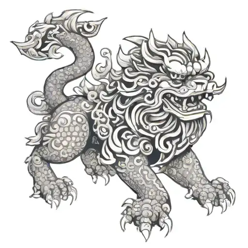 Chinese foo dog  tattoo design idea