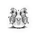 cute chicken with tomato tattoo design idea