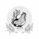 cute chicken with tomato tattoo design idea