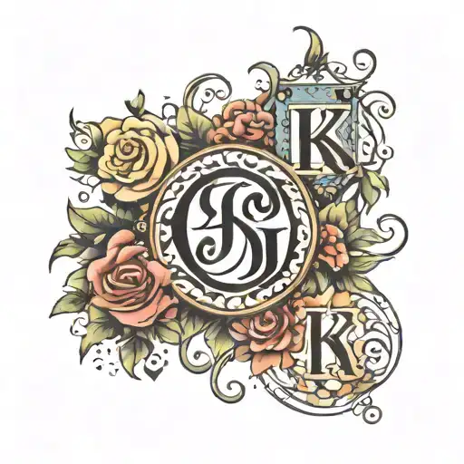 three kids initials tattoo design idea