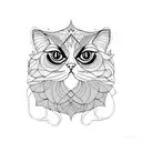 ethno persian cat tattoo design idea