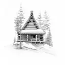 wilderness cabin tattoo design idea