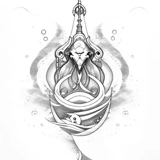 Neptun with Waves and a ship  tattoo design idea
