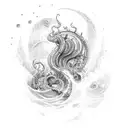 Neptun with Waves and a ship  tattoo design idea