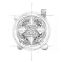 A dotwork tattoo showcasing the balance between action and reaction in Newton's Third Law tattoo design idea