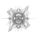 A dotwork tattoo showcasing the balance between action and reaction in Newton's Third Law tattoo design idea