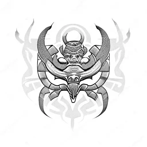 polynesian tribal scorpion military tattoo design idea