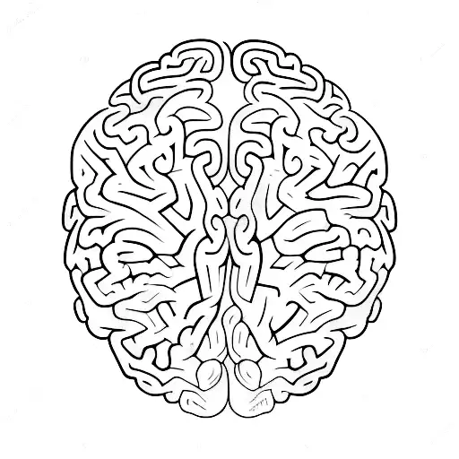 A colorful brain with intricate patterns representing different emotions and thoughts tattoo design idea