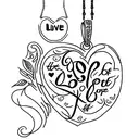 A tattoo of a heart shaped locket with the lyrics 'to live for the hope of it all' written in a delicate script font tattoo design idea