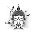 koi fish around lord Buddha face tattoo design idea