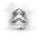 koi fish around lord Buddha face tattoo design idea