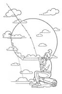 man sitting on a cloud with a fishing rod tattoo design idea