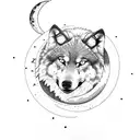 wolf pack with mountains and moon tattoo design idea