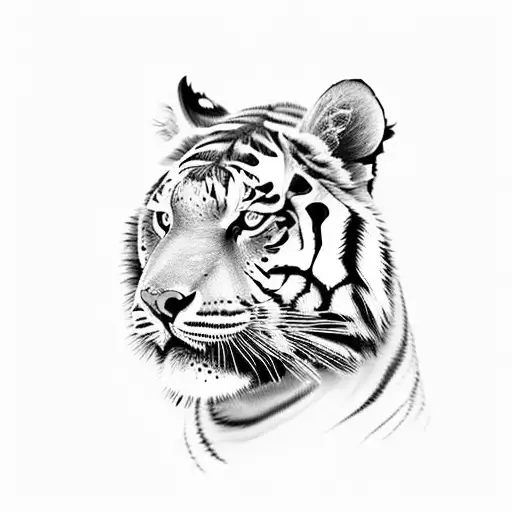 Rose with tiger and fillers  tattoo design idea