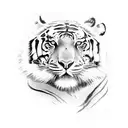 Rose with tiger and fillers  tattoo design idea