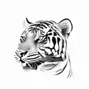 Rose with tiger and fillers  tattoo design idea