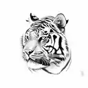 Rose with tiger and fillers leg piece tattoo design idea