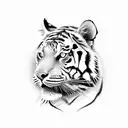 Rose with tiger and fillers leg piece tattoo design idea