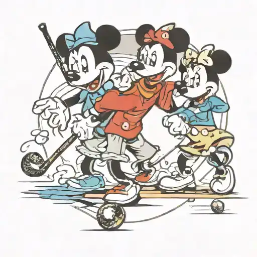 mickey Minnie mouse golfing tattoo design idea