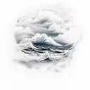 sea waves with clouds tattoo design idea
