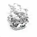 sea waves with clouds tattoo design idea