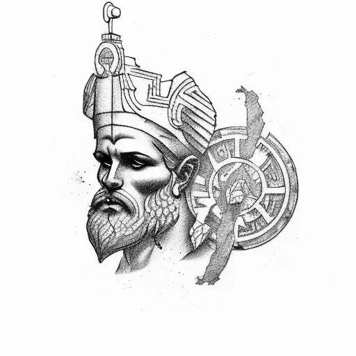 generate an aesthetic tattoo design of the Greek god atlas make it tiny and in a lighter shade of black and white  tattoo design idea