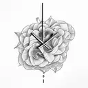 clock with gardenia and mockingbird  tattoo design idea