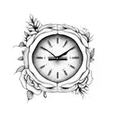 clock with gardenia and mockingbird  tattoo design idea
