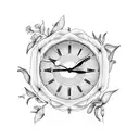 clock with gardenia and mockingbird  tattoo design idea