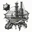 drilling rig and ocean  tattoo design idea