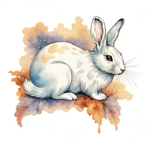 Netherlands Dwarf rabbit looking at the moon tattoo design idea