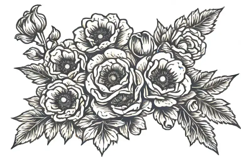 Kalashnikov and anemone flower tattoo design idea
