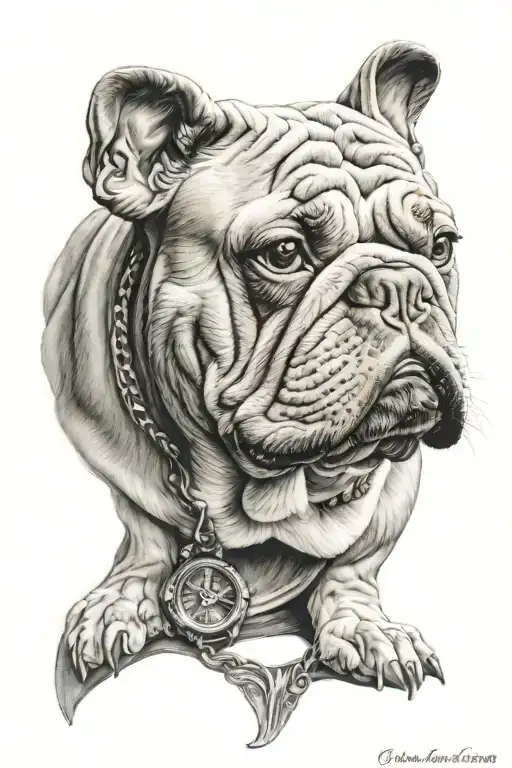 bulldog, mercedes benz symbol tattoo design idea