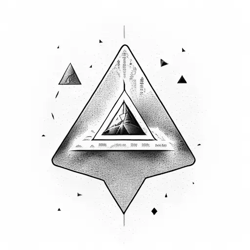 triangular lord of the rings style with a river pouring out of the triangle.  hide the numbers 8 19 within the image  tattoo design idea