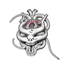 a human heart with a single viper constricting it, the vipers head should be prone with teeth out as if biting the hea tattoo design idea