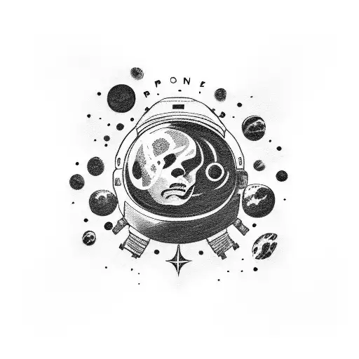 Astronaut  a planet  space  moon tattoo design idea